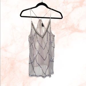 Rue 21 grey sequin and bees mesh tank
